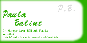 paula balint business card